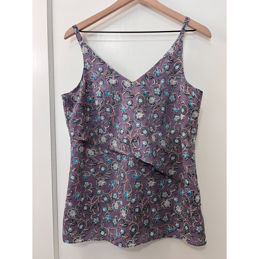 Cabi Women's Floral Scrollwork Cami Blouse Top Purple Style 3453 Size S